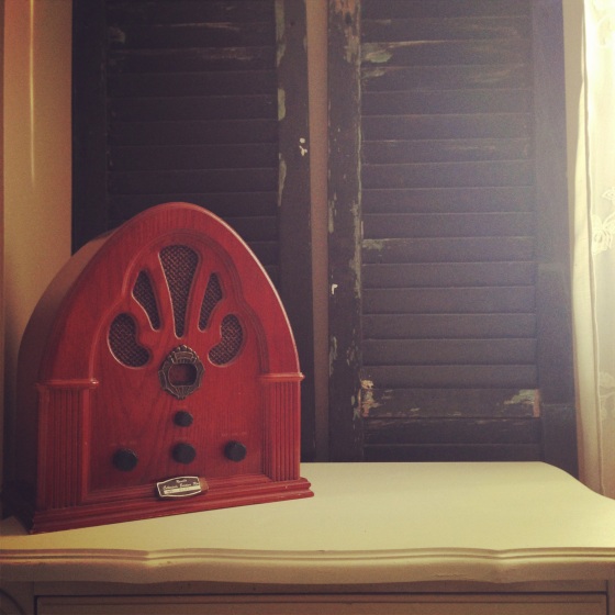 These shutters serve as a perfect backdrop to my retro (and working!) radio I found at a consignment store in Charleston, SC. And they were one dollar a piece!